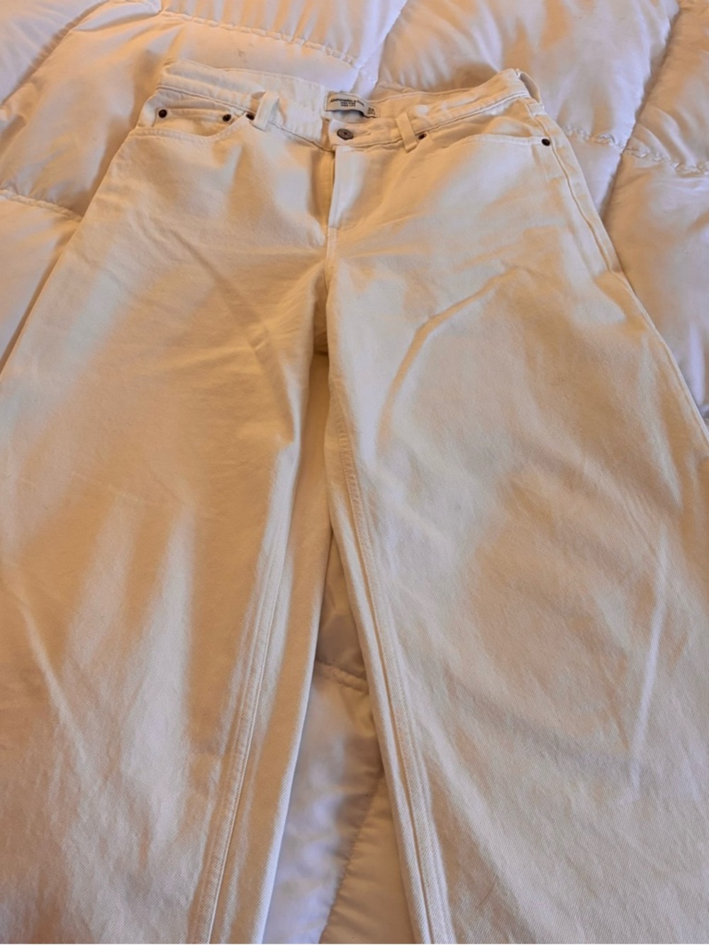 2026 Spring Abercrombie & Fitch Off white Frayed Women's Jeans-29 short